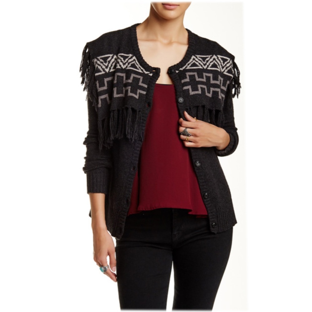 Volcom Wolf Clan Cardigan Sweater, Black & Grey, Medium-NWT